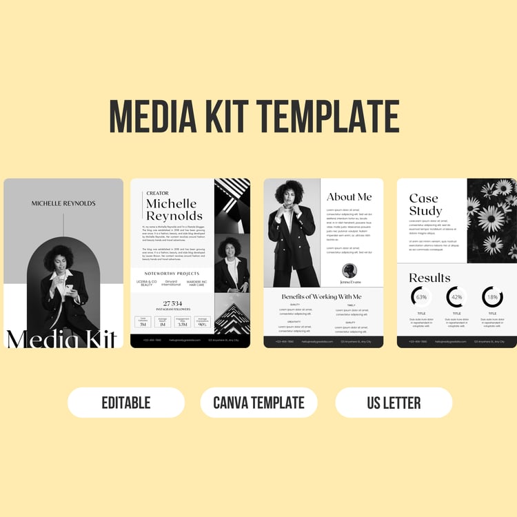 Professional blogger media kit template for website owners seeking sponsorships.