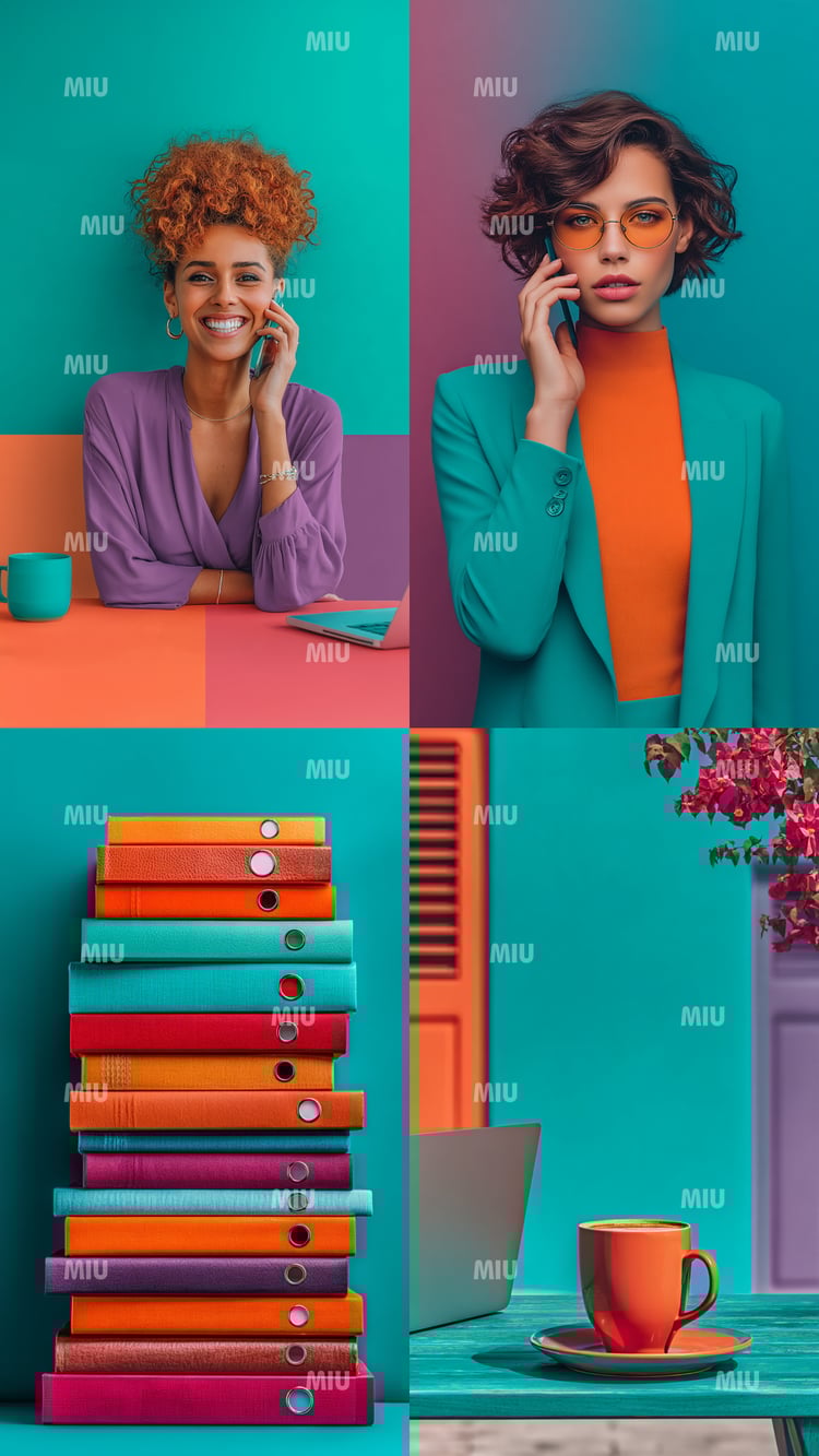 Pack Entrepreneuse Assurée Élégante – ambiance bureau moderne avec objets colorés et esprit entrepreneurial