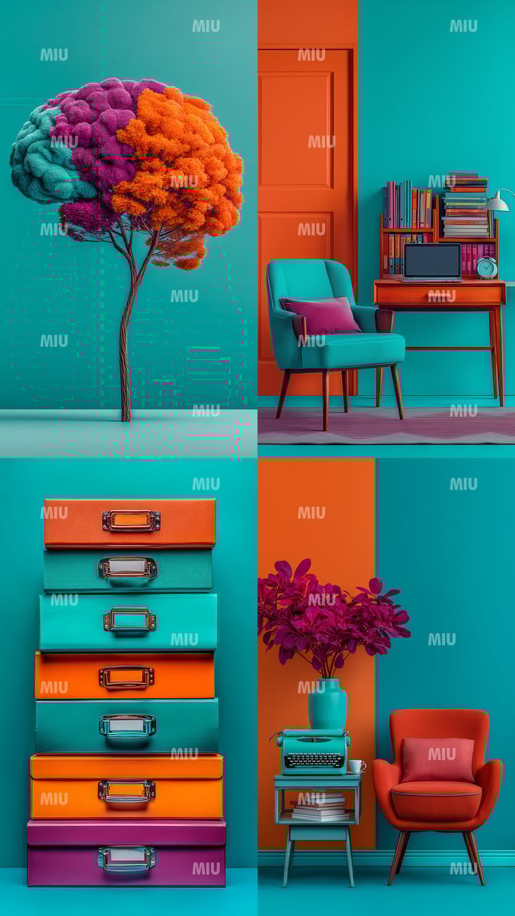 Pack Entrepreneuse Structure Créative – montage visuel montrant un univers de travail organisé avec mobilier, objets créatifs et ambiance professionnelle moderne