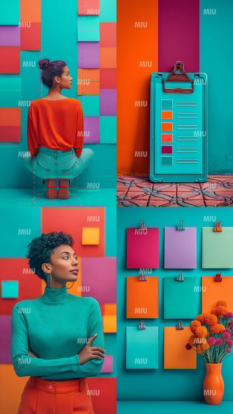 Pack Entrepreneuse Vision Stratégique – montage graphique associant organisation, planification et vision entrepreneuriale dans un univers coloré