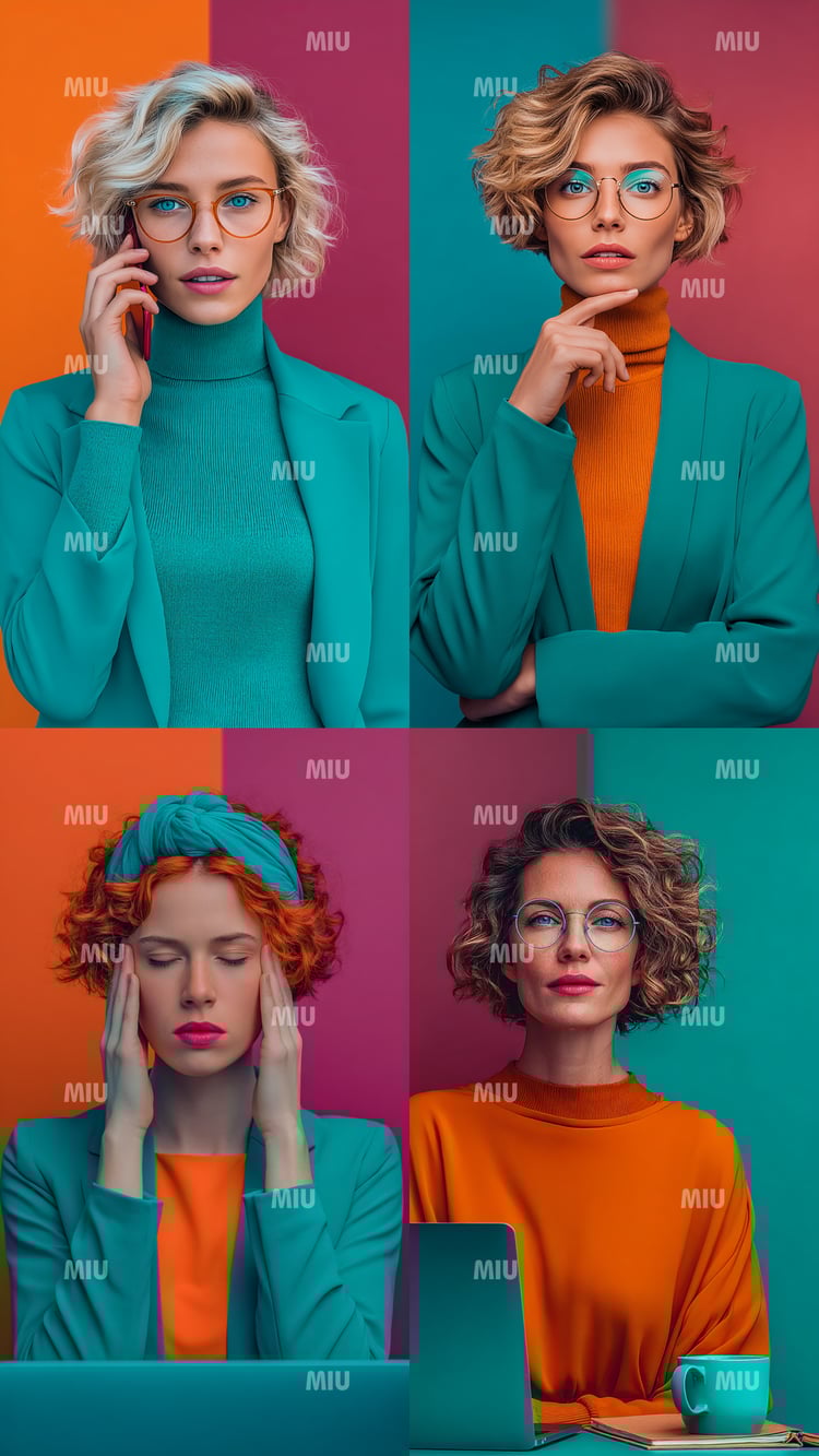 Pack Entrepreneuse Vision Stratégique – montage de portraits d’entrepreneuses confiantes illustrant la réflexion et la prise de décision stratégique