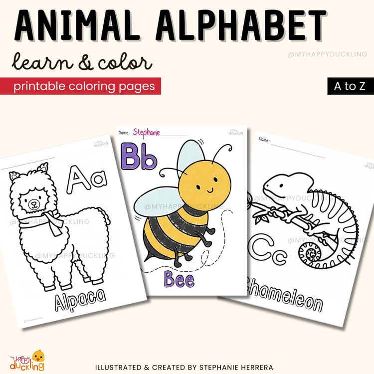 abc animal coloring pages