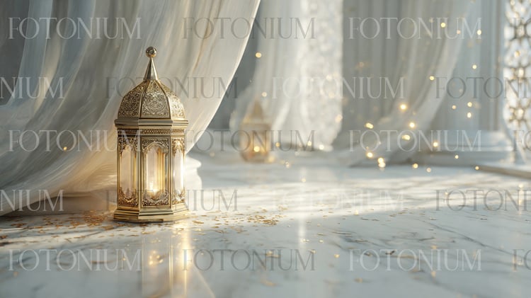 Elegant White and Gold Ramadan Lanterns Bundle – 14 Luxury 3D Islamic Lamp Backgrounds for Ramadan Kareem and Eid Mubarak