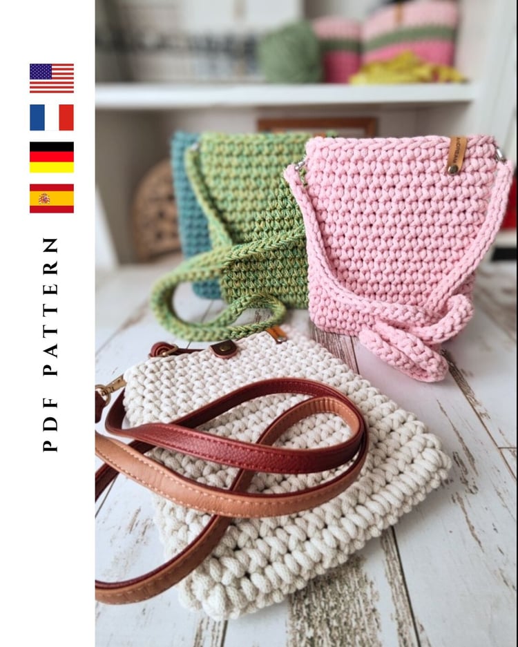 Crochet crossbody bags in pastel and neutral colors – Spring Pop Bag pattern
