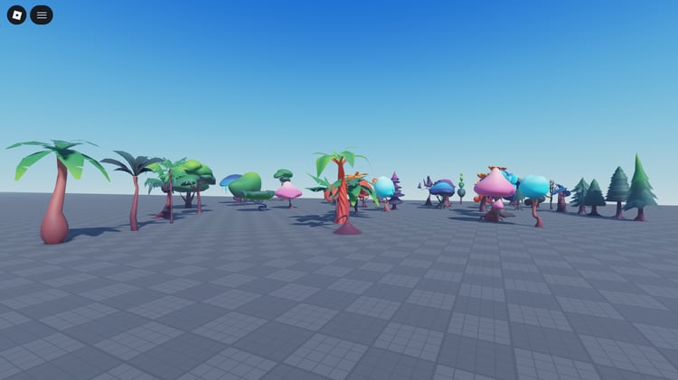 Decorative forest scenery with stylized trees