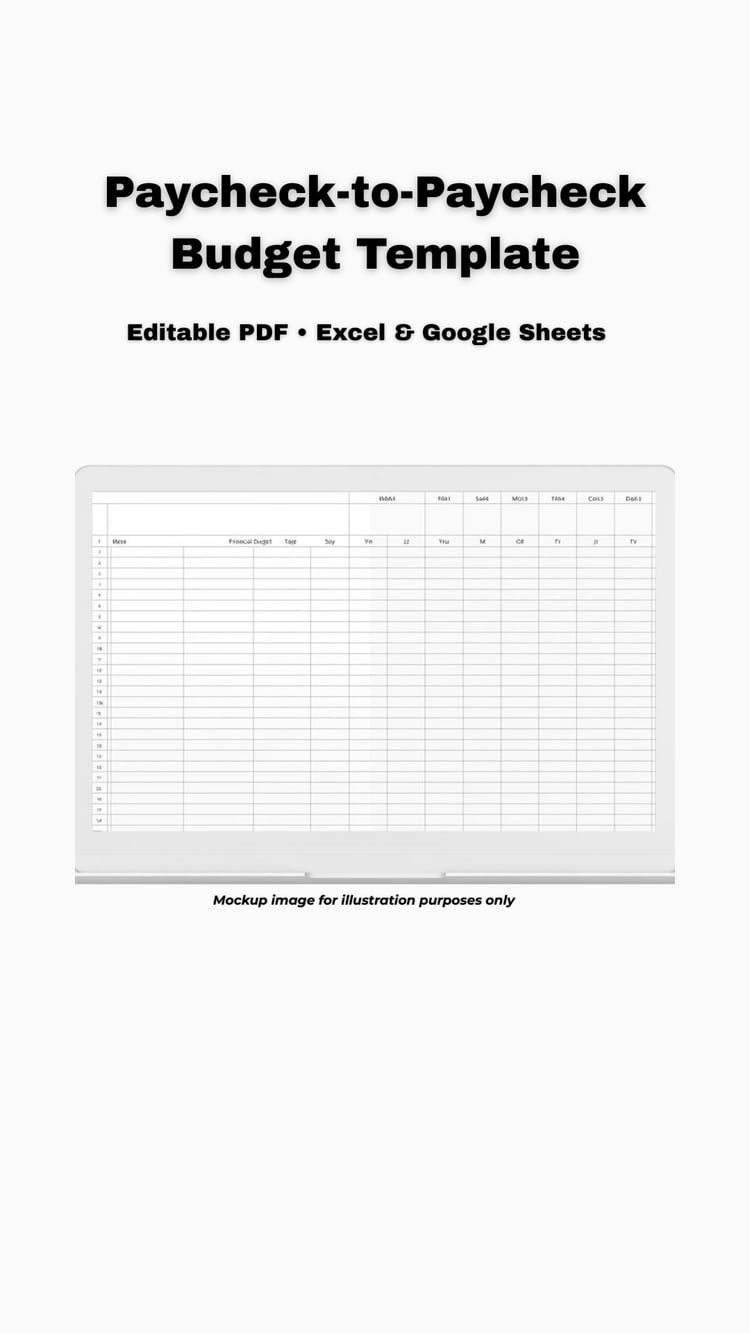 Paycheck to paycheck budget template editable PDF for Excel and Google Sheets