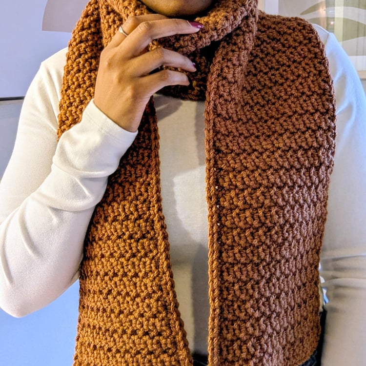 Wrapped Crochet Chestnut Scarf