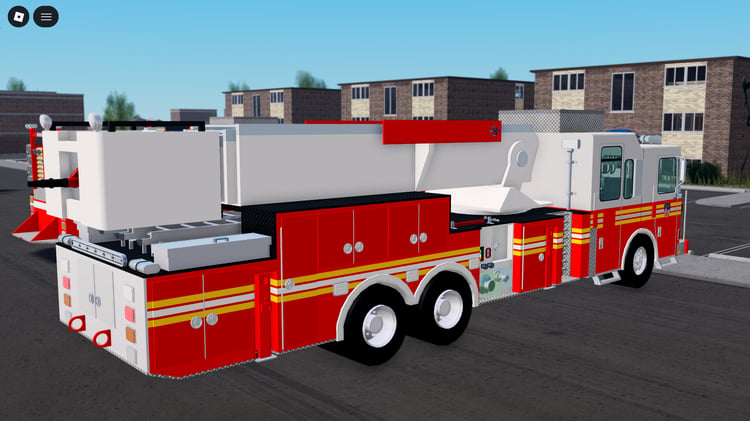 Seagrave firetruck model displayed in city