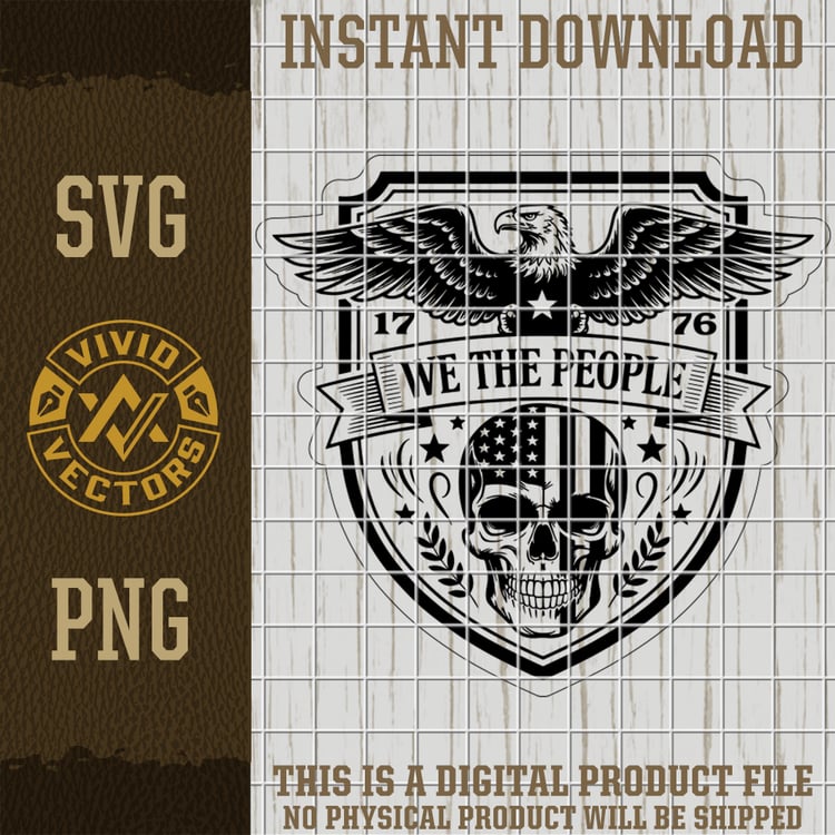 we the people skull eagle patriotic crest badge png svg vector design
