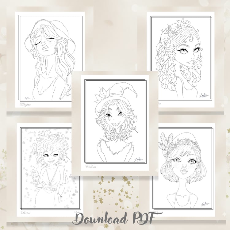 5 Dessins de femmes délicates à colorier