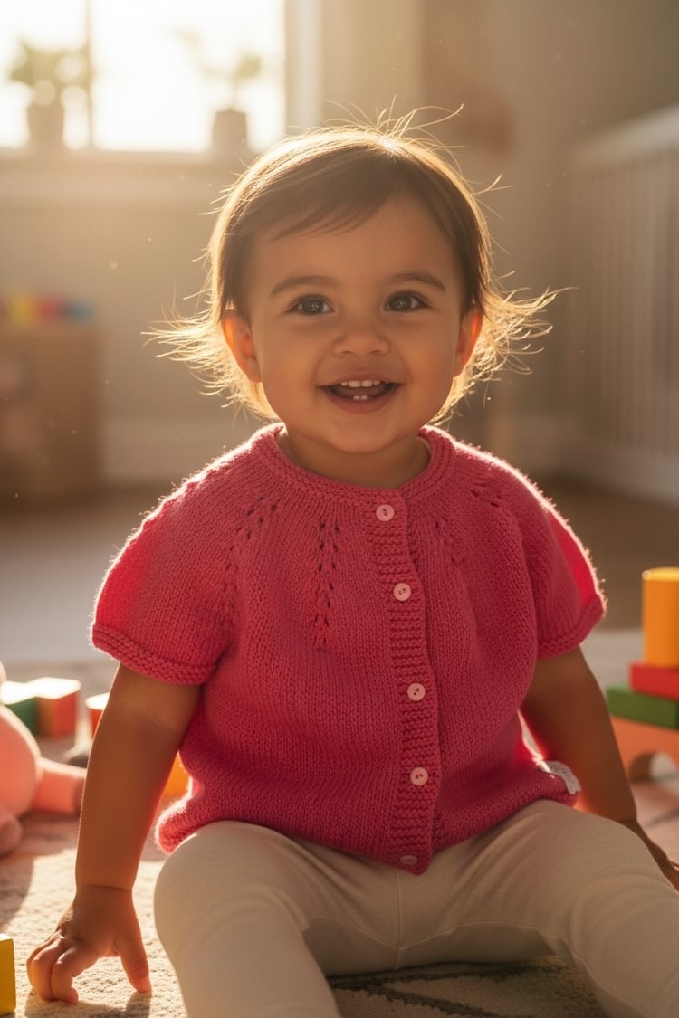 Aquí tienes una versión **optimizada en inglés**, iUnique Gift for Girls | Handmade Coral Cotton Short-Sleeve Blouse with Pink Buttons | Toddler Size 2 Years