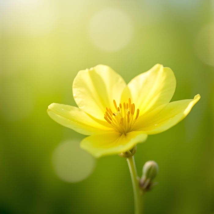 A closeup of yellow flower on bokeh blurred garden background | Ai Generated