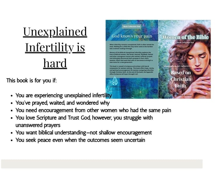 christian unexplained infertility book faith based infertility encouragement for women trusting God with infertility and waiting bible stories of barren women faith christian prayer for infertility and hope infertility miscarriage faith healing journey