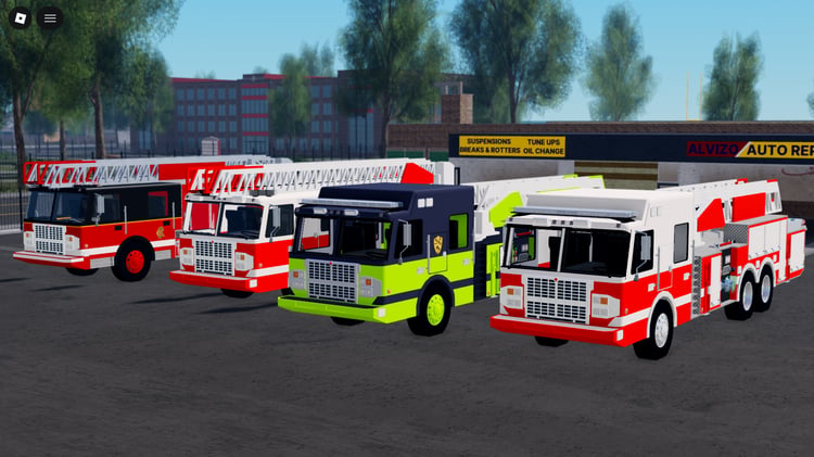 Fire service trucks collection Roblox overview