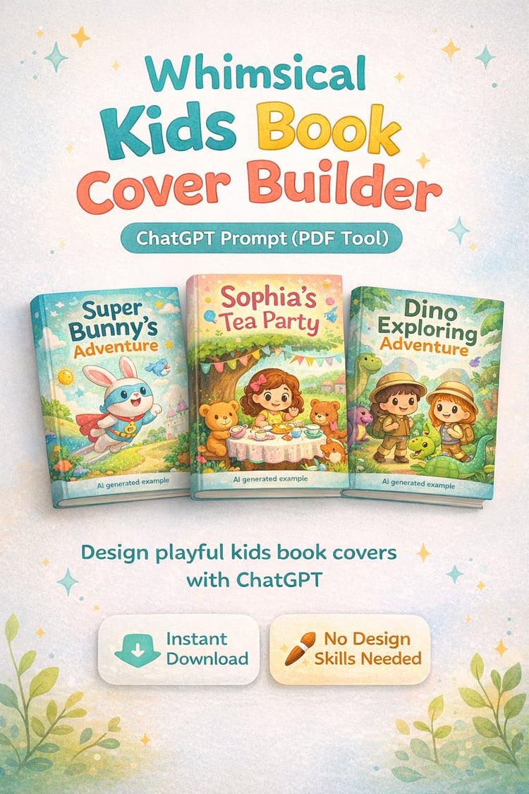 Whimsical Kids Book Cover Builder - ChatGPT Prompt to Create Children’s Book Covers in Minutes