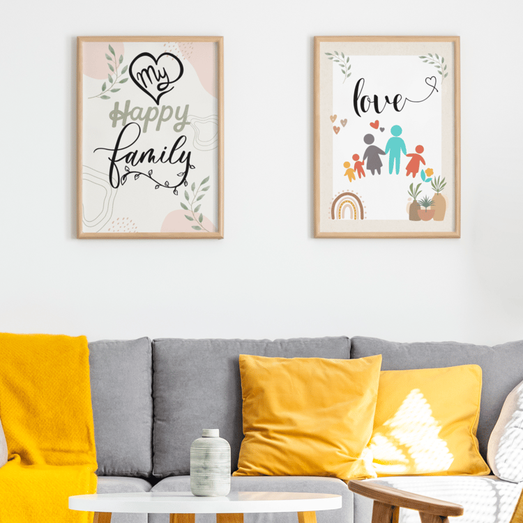 happy family printable wall art family love quote kids room decor