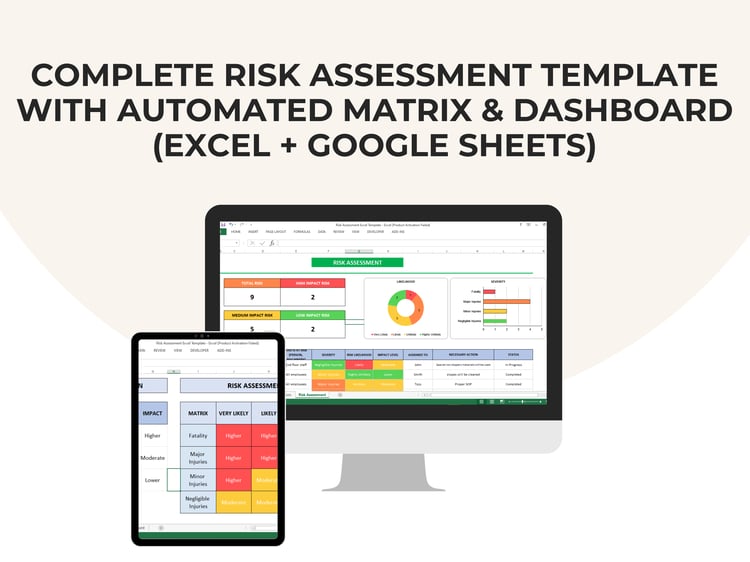 Complete Risk Assessment Template with Automated Matrix & Dashboard (Excel + Google Sheets)