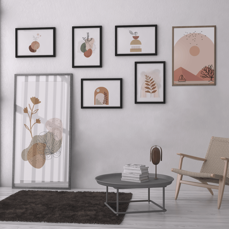 modern boho gallery wall printable neutral abstract wall art