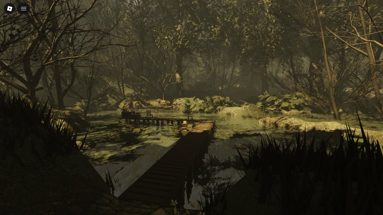 Overgrown trees and hanging moss