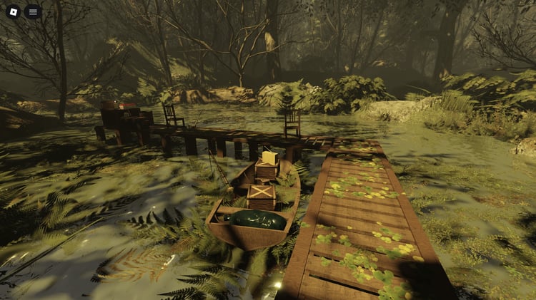 Atmospheric wetlands exploration scene