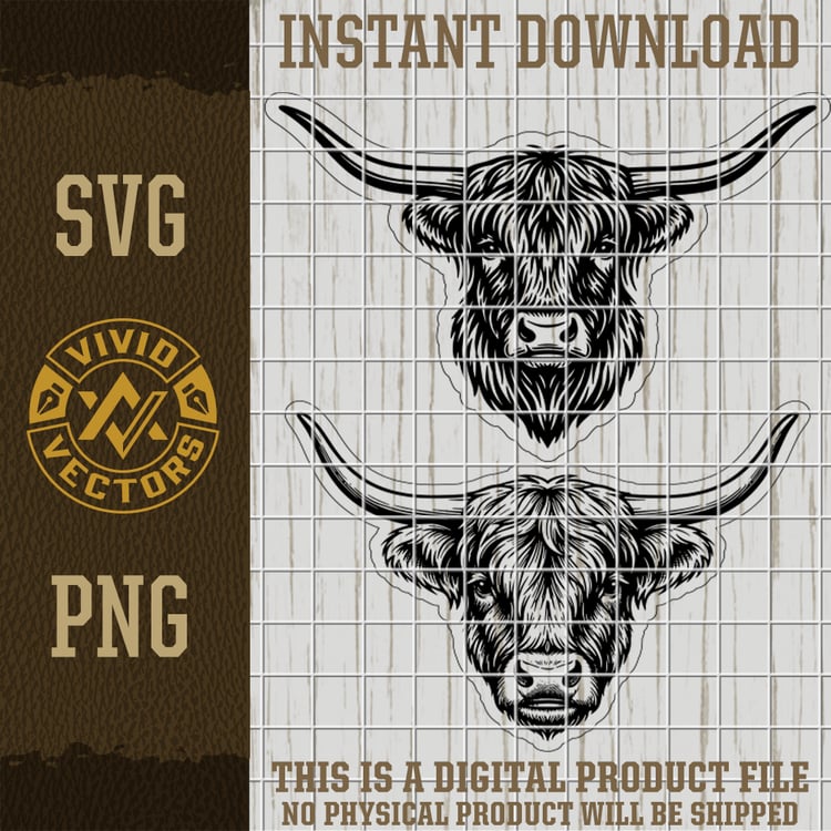 cute highland cow svg bundle png clipart western cowboy rancher country ranch farm cattle vector cut file art laser engraving leather hat patch