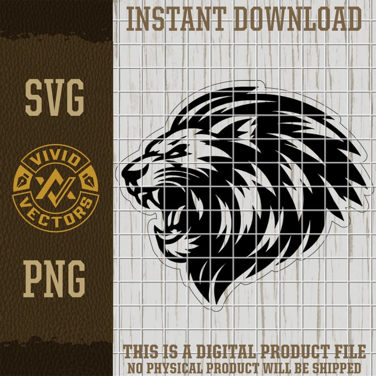 lion mascot svg sports football team logo lion head png laser engraving leather hat patch