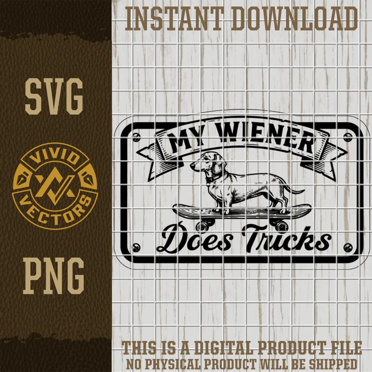 my wiener does tricks dachshund skateboard funny adult humor svg png laser engraving leather hat patch png svg design