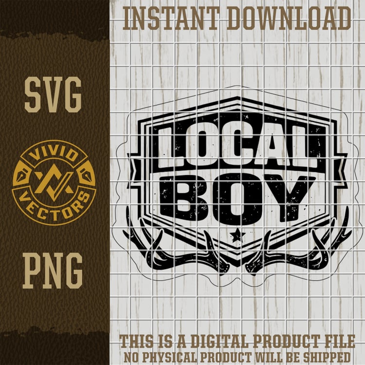 local boy deer antlers hunting svg png buck hunter outdoors laser engraving leather hat patch png svg design
