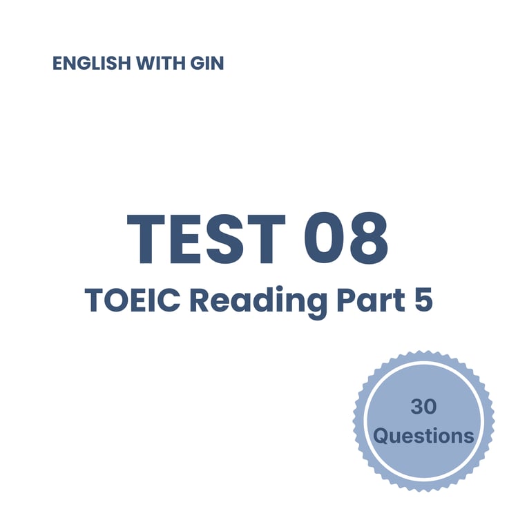 Toeic Reading Test TOEIC Reading Part 5 Practice Tests Bundle (10 Tests, 30 Questions Each)