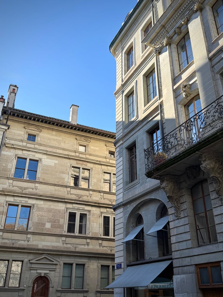 Facades of buildings in Geneva Old Town, Switzerland