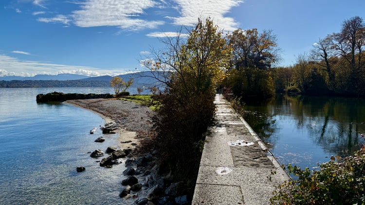 Bécassine Beach (Plage de la Bécassine) in Versoix, Canton of Geneva, Switzerland