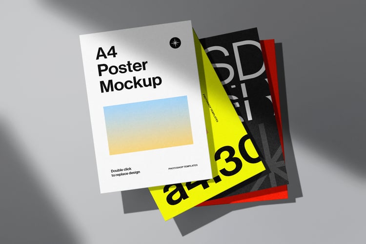 Stacked Branding A4 Poster Mockup