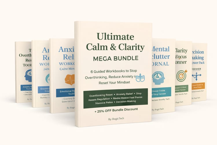 mental wellness bundle emotional wellness anxiety relief worksheets overthinking help clarity journal emotional regulation tools self help workbook bundle mindfulness printables productivity and clarity planner decision making worksheets mental health jou