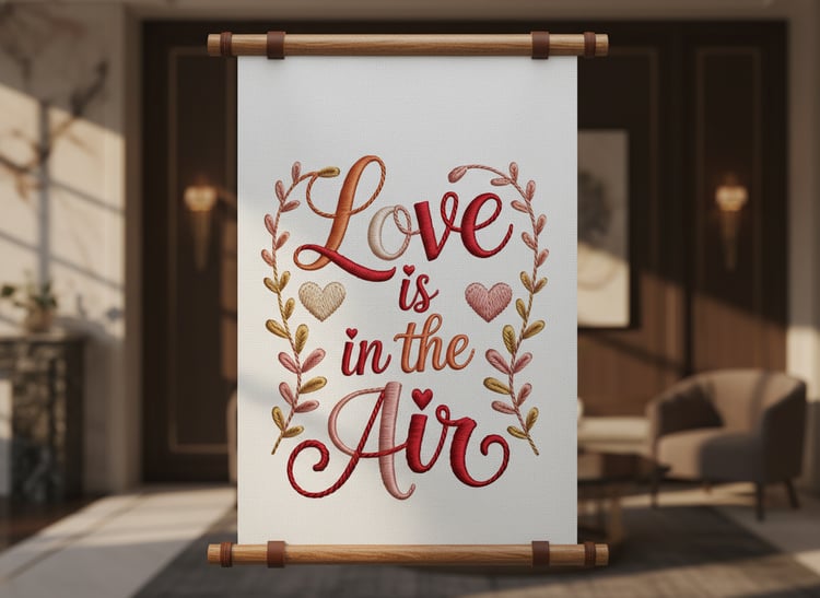 Love is in the air valentines day digital faux embroidery instant download file
