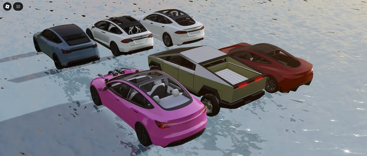 tesla electric car models in roblox driving environment