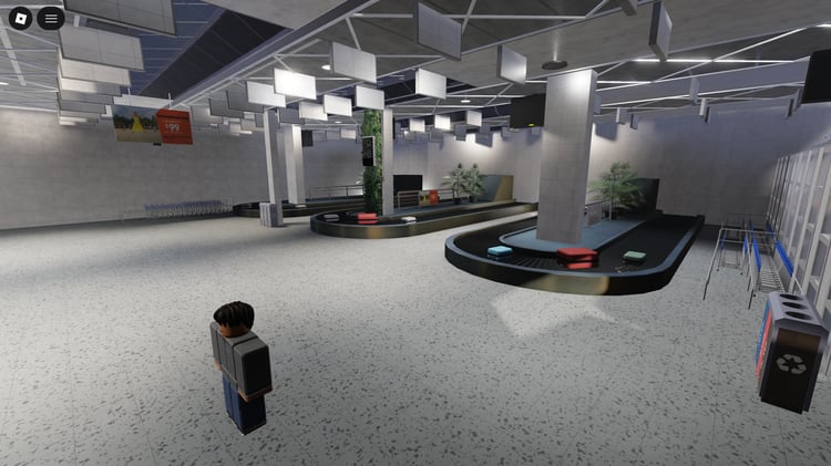 Detailed airport runway and base infrastructure in Roblox