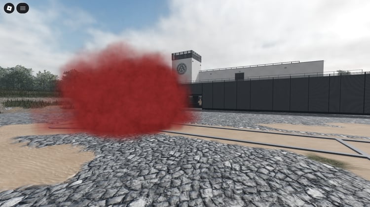 Realistic Roblox shooting training center with tactical layout