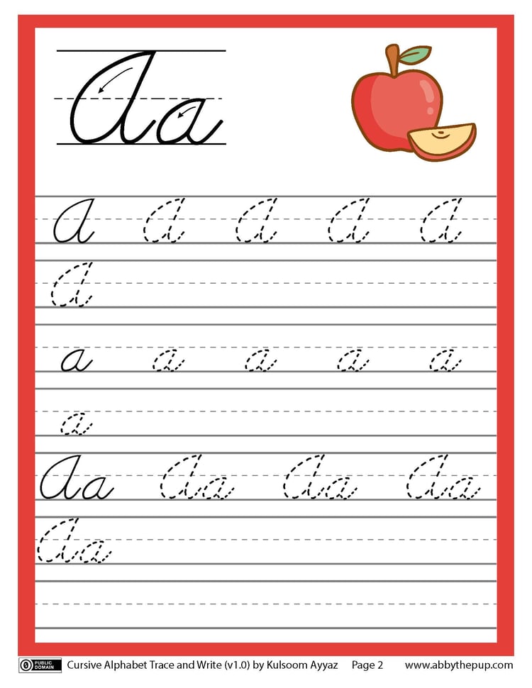 Cursive Alphabet Trace and Write