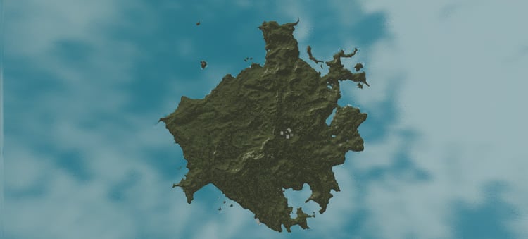 Abandoned village with huts and watchtowers in Roblox