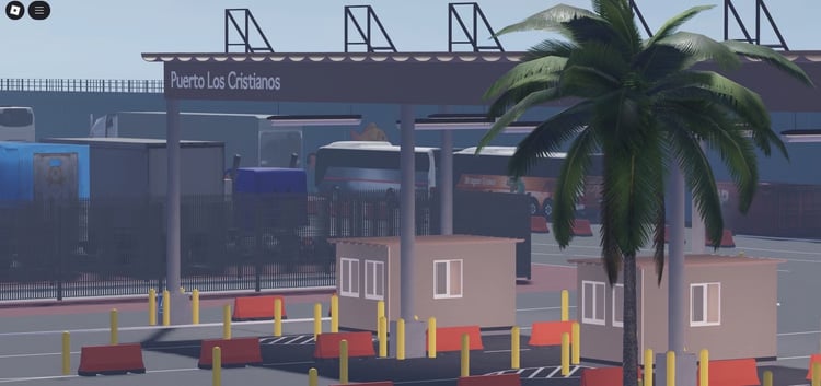 Vehicle lanes and transport routes in a Roblox port environment