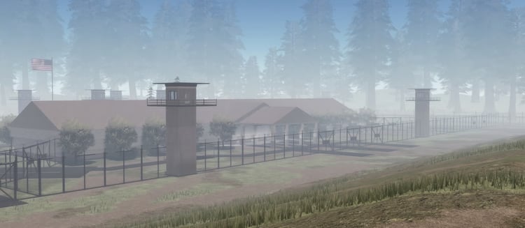 Exterior of a maximum-security prison in Roblox
