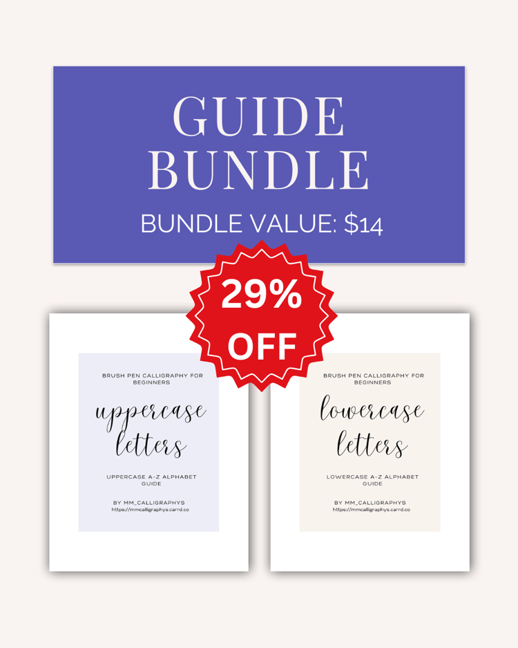 Uppercase and lowercase modern calligraphy lettering guides for beginners