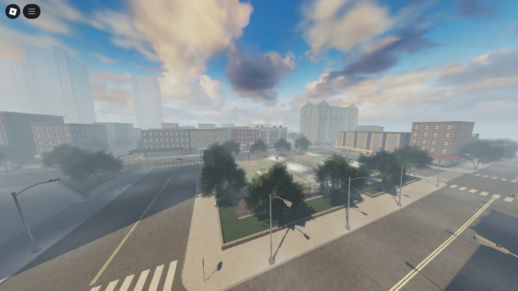 Modern West Coast city map with skyscrapers and streets