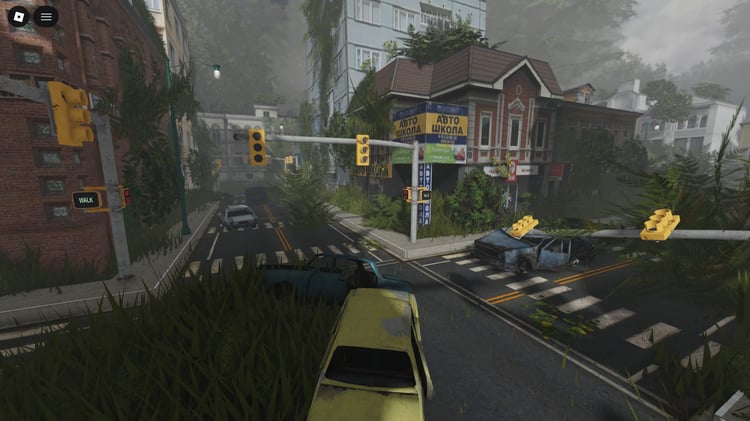 Post-war city ruins Roblox map with narrow alleys and rubble