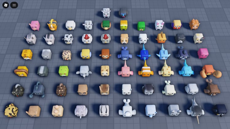 Roblox pet companions with multiple variations and styles