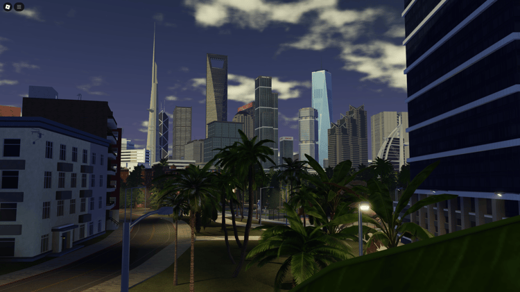 Urban district layout showing roads and sidewalks