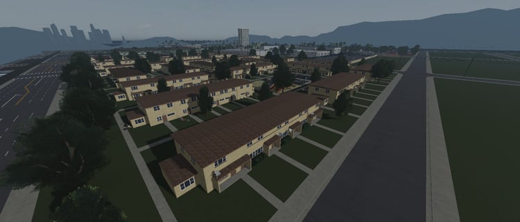 Street-level view of detailed LA urban map Roblox