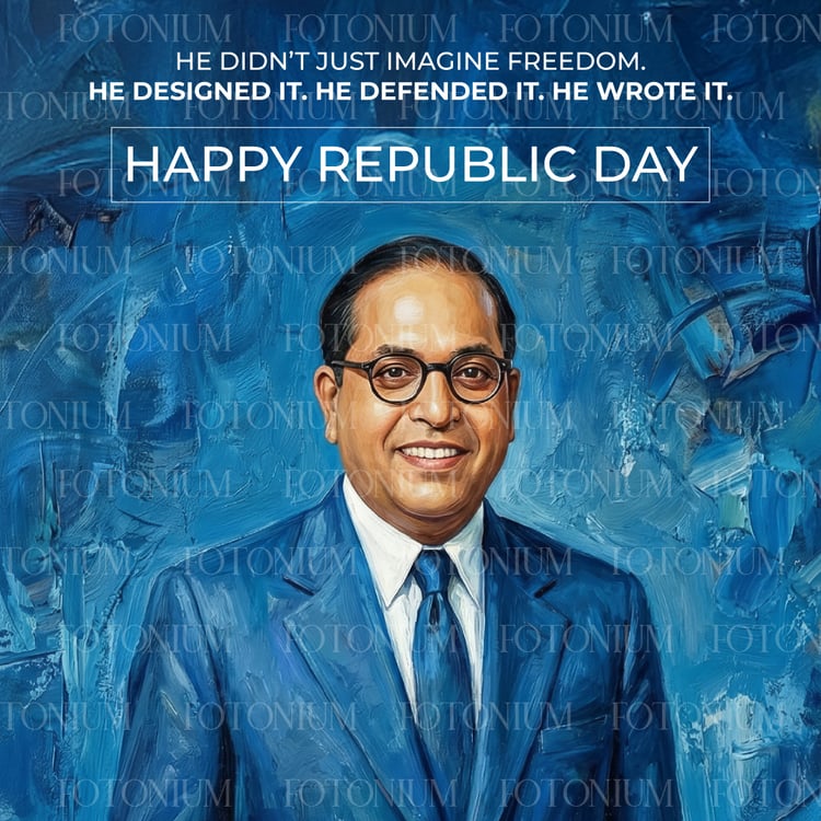 Dr B.R. Ambedkar Republic Day Tribute Poster – Oil Painting Artwork - Free Template Download