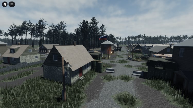 Battle-ready environment with vehicles and structures Roblox