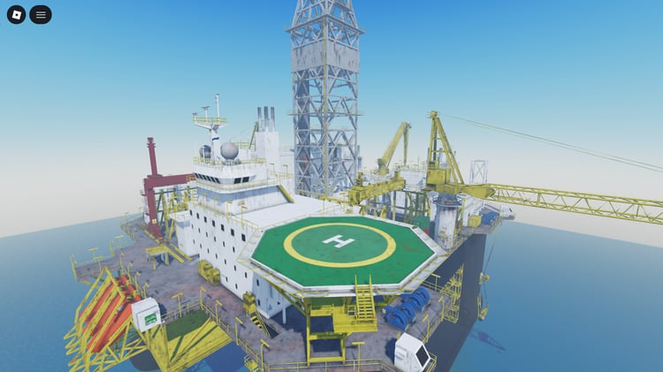 Offshore oil rig Roblox model with platforms and walkways